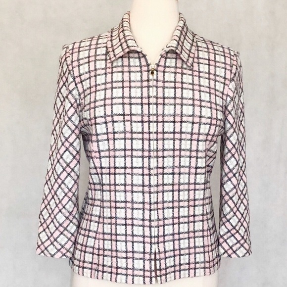 St. John Jackets & Blazers - St. John Collection Plaid Zip Front Jacket